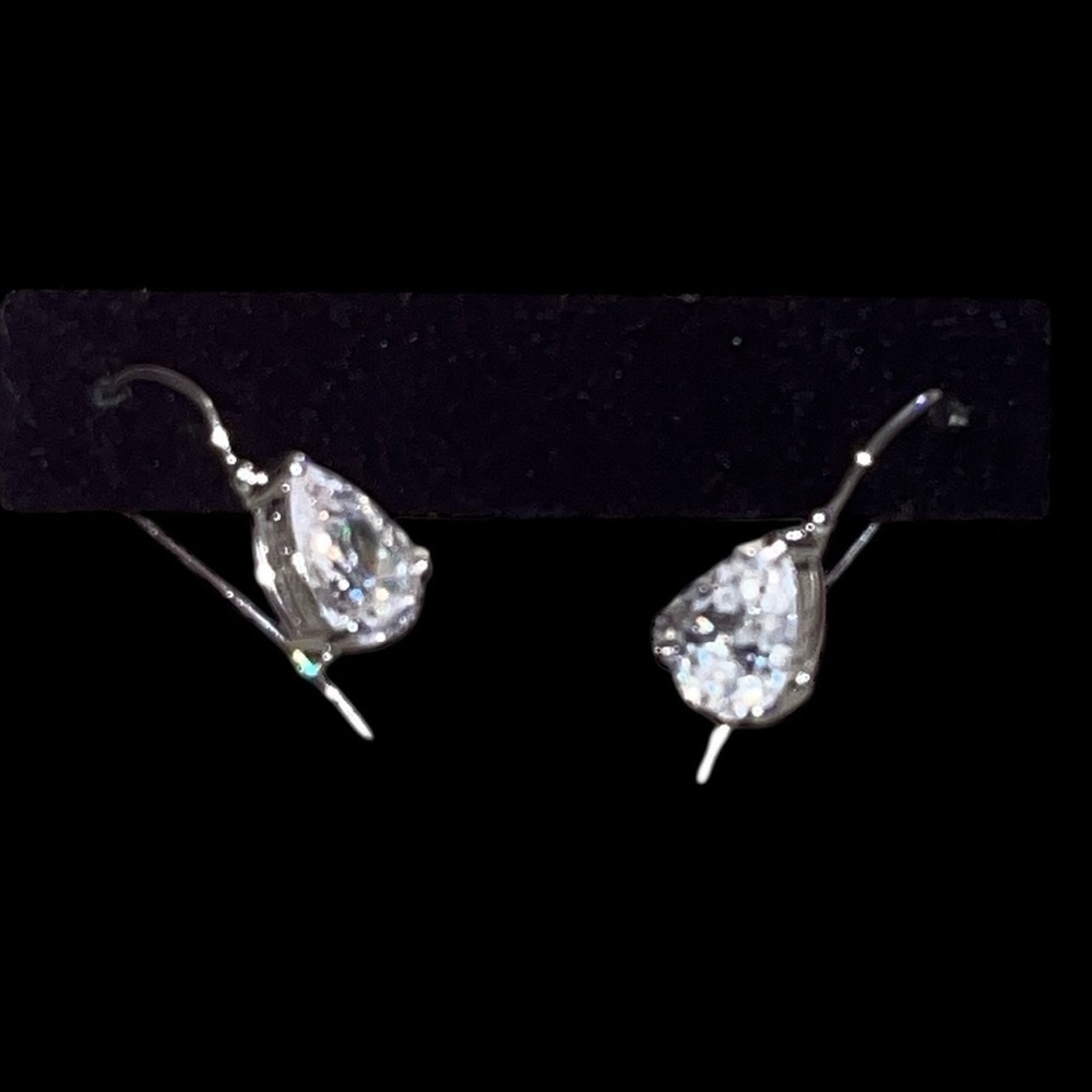 Elegant 925 Silver Zircon Teardrop Pear Earrings